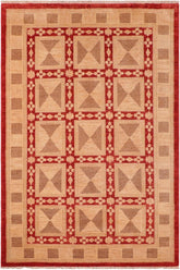 handmade Transitional Kafkaz Red Tan Hand Knotted RECTANGLE 100% WOOL area rug 6 x 9