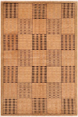 handmade Modern Kafkaz Tan Brown Hand Knotted RECTANGLE 100% WOOL area rug 6  x 9
