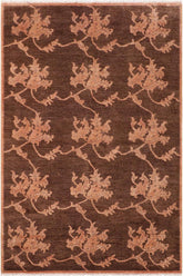 handmade Transitional Kafkaz Brown Tan Hand Knotted RECTANGLE 100% WOOL area rug 6 x 9