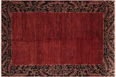 handmade Modern Kafkaz Red Black Hand Knotted RECTANGLE 100% WOOL area rug 6' x 10'