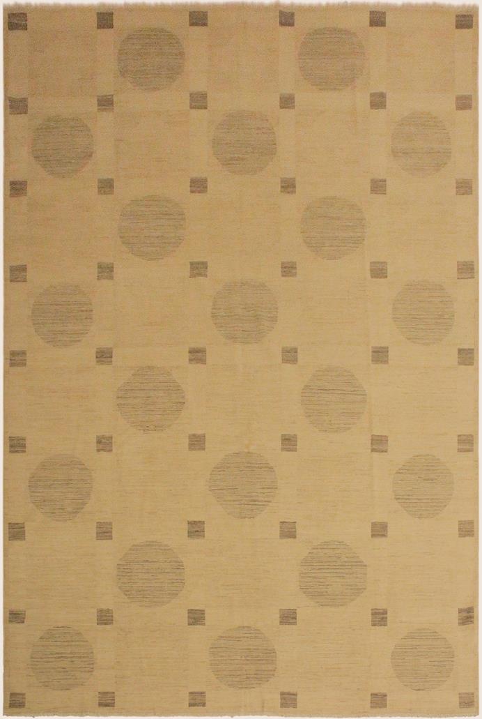 handmade Modern Kafkaz Tan Green Hand Knotted RECTANGLE 100% WOOL area rug 10  x 14