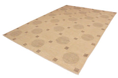 handmade Modern Kafkaz Tan Green Hand Knotted RECTANGLE 100% WOOL area rug 10  x 14
