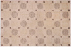 handmade Modern Kafkaz Tan Green Hand Knotted RECTANGLE 100% WOOL area rug 10' x 14'