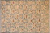 handmade Modern Kafkaz Blue Tan Hand Knotted RECTANGLE 100% WOOL area rug 10' x 14'