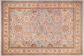 Oriental Ziegler Pamila Blue/Gold Hand Knotted Wool Rug - 9'11'' x 13'7''