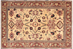 Classic Ziegler Frank Beige/Red Hand Knotted Wool Rug - 6'5'' x 8'5''