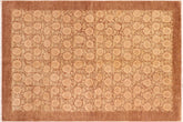 handmade Modern Kafkaz Brown Tan Hand Knotted RECTANGLE 100% WOOL area rug 6' x 8'