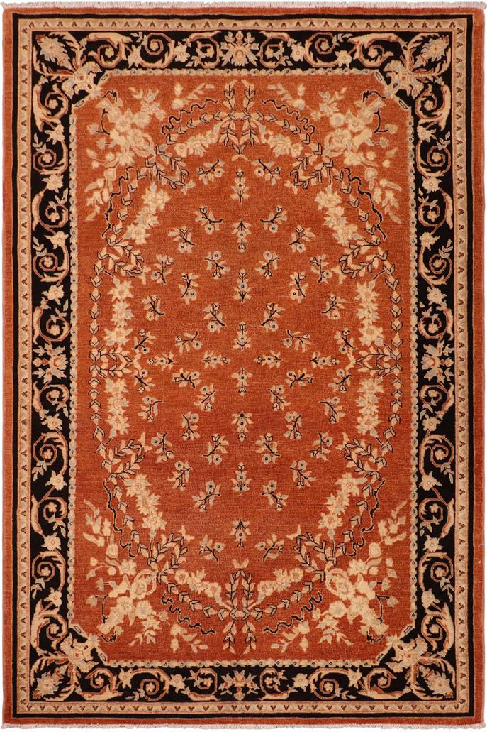 handmade Traditional Kafkaz Rust Black Hand Knotted RECTANGLE 100% WOOL area rug 6 x 9