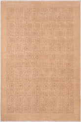 handmade Transitional Kafkaz Tan Brown Hand Knotted RECTANGLE 100% WOOL area rug 6 x 9