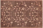 handmade Modern Kafkaz Brown Beige Hand Knotted RECTANGLE 100% WOOL area rug 6' x 9'