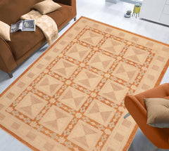 handmade Transitional Kafkaz Rust Tan Hand Knotted RECTANGLE 100% WOOL area rug 6 x 9