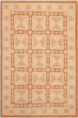 handmade Transitional Kafkaz Rust Tan Hand Knotted RECTANGLE 100% WOOL area rug 6 x 9