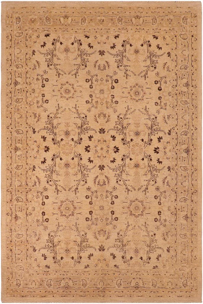 handmade Transitional Kafkaz Beige Tan Hand Knotted RECTANGLE 100% WOOL area rug 6 x 9