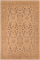 handmade Transitional Kafkaz Beige Tan Hand Knotted RECTANGLE 100% WOOL area rug 6 x 9