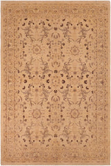 handmade Transitional Kafkaz Beige Tan Hand Knotted RECTANGLE 100% WOOL area rug 6 x 9