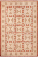 handmade Transitional Kafkaz Rust Tan Hand Knotted RECTANGLE 100% WOOL area rug 6 x 9