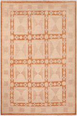 handmade Transitional Kafkaz Rust Tan Hand Knotted RECTANGLE 100% WOOL area rug 6 x 9
