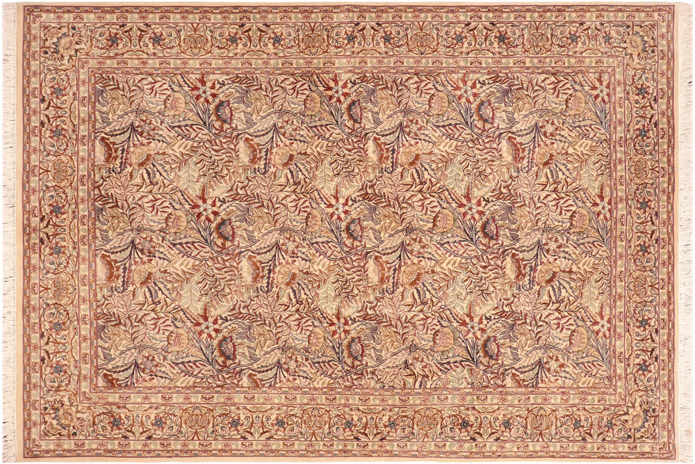 handmade Transitional Nagi Beige Gold Hand Knotted RECTANGLE 100% WOOL area rug 6x9