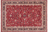 handmade Traditional Abasi Afsha Red Blue Hand Knotted RECTANGLE 100% WOOL area rug 6x9