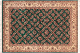 handmade Transitional Gulab Green Ivory Hand Knotted RECTANGLE 100% WOOL area rug 6x9