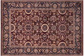 handmade Transitional Agra Tabriz Aubergine Blue Hand Knotted RECTANGLE 100% WOOL area rug 6x9