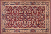 handmade Traditional Lahore Drk. Red Blue Hand Knotted RECTANGLE 100% WOOL area rug 6' x 9'