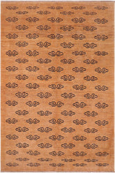 handmade Modern Kafkaz Tan Blue Hand Knotted RECTANGLE 100% WOOL area rug 7 x 8