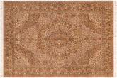 handmade Traditional Farahan Taupe Green Hand Knotted RECTANGLE 100% WOOL area rug 6x9
