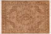 handmade Traditional Farahan Taupe Green Hand Knotted RECTANGLE 100% WOOL area rug 6x9