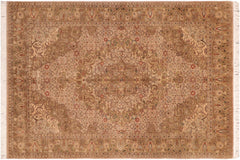 handmade Traditional Farahan Taupe Green Hand Knotted RECTANGLE 100% WOOL area rug 6x9