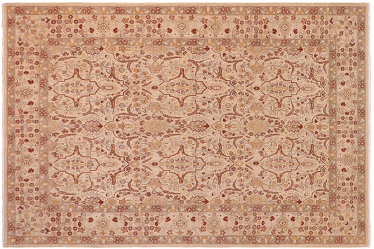 handmade Transitional Lahore Tan Tan Hand Knotted RECTANGLE 100% WOOL area rug 6' x 9'
