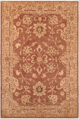 handmade Traditional Lahore Brown Tan Hand Knotted RECTANGLE 100% WOOL area rug 6 x 9