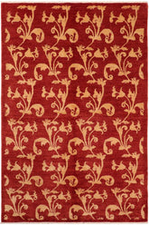 handmade Transitional Kafkaz Red Gold Hand Knotted RECTANGLE 100% WOOL area rug 6 x 9