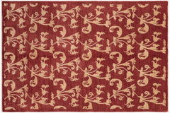 handmade Modern Kafkaz Red Gold Hand Knotted RECTANGLE 100% WOOL area rug 6' x 9'