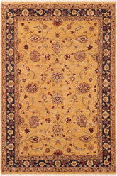 handmade Traditional Kafkaz Gold Blue Hand Knotted RECTANGLE 100% WOOL area rug 6 x 9