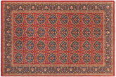 handmade Transitional Red Teal Blue Hand Knotted RECTANGLE 100% WOOL area rug 6' x 9'