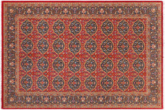 handmade Transitional Red Teal Blue Hand Knotted RECTANGLE 100% WOOL area rug 6' x 9'