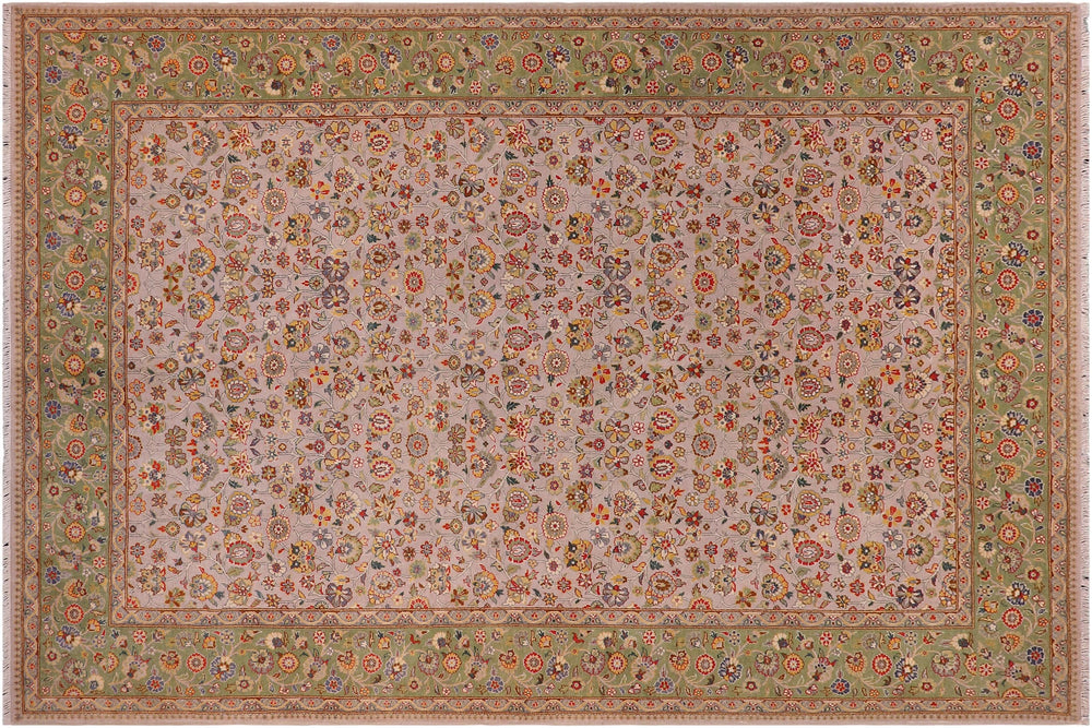handmade Transitional Gray Lt. Green Hand Knotted RECTANGLE 100% WOOL area rug 6' x 9'