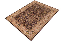 handmade Traditional Design Brown Tan Hand Knotted RECTANGLE 100% WOOL area rug 6' x 9'