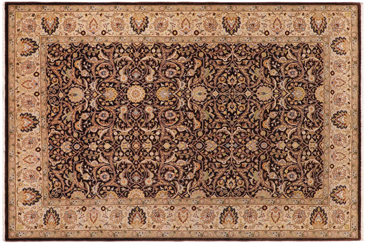 handmade Traditional Design Brown Tan Hand Knotted RECTANGLE 100% WOOL area rug 6' x 9'