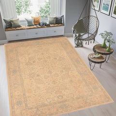 handmade Traditional Kafkaz Tan Gold Hand Knotted RECTANGLE 100% WOOL area rug 6x9