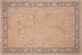 handmade Transitional Kafkaz Tan Gray Hand Knotted RECTANGLE 100% WOOL area rug 6x9