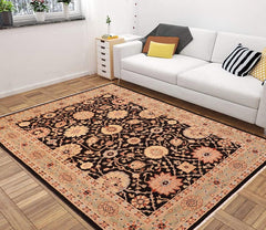 handmade Traditional Lahore Black Green Hand Knotted RECTANGLE 100% WOOL area rug 6 x 9