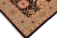 handmade Traditional Lahore Black Green Hand Knotted RECTANGLE 100% WOOL area rug 6 x 9