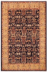 handmade Transitional Kafkaz Blue Gold Hand Knotted RECTANGLE 100% WOOL area rug 6 x 9