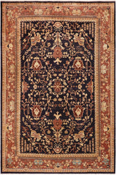 handmade Traditional Kafkaz Blue Brown Hand Knotted RECTANGLE 100% WOOL area rug 10 x 14