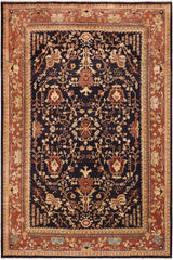 handmade Traditional Kafkaz Blue Brown Hand Knotted RECTANGLE 100% WOOL area rug 10 x 14