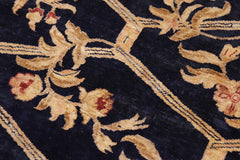 handmade Transitional Kafkaz Blue Gold Hand Knotted RECTANGLE 100% WOOL area rug 9' x 12'