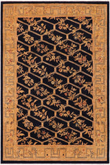 handmade Transitional Kafkaz Blue Gold Hand Knotted RECTANGLE 100% WOOL area rug 9 x 12