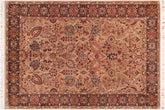 handmade Traditional Shahid Taupe Blue Hand Knotted RECTANGLE 100% WOOL area rug 6x9